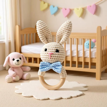 Babyrassel HASE – Handgemacht, 100% Baumwolle